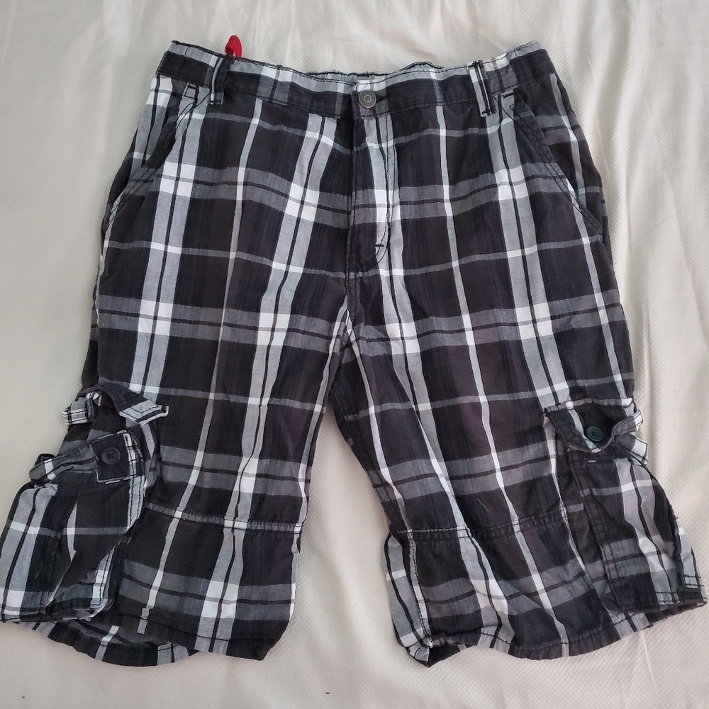 Plaid cargo shorts